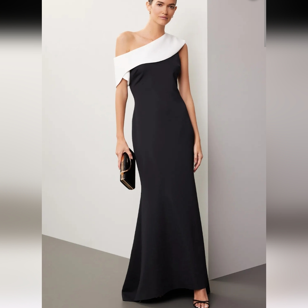 Badgley Mischka Black and White Maxi Dress
